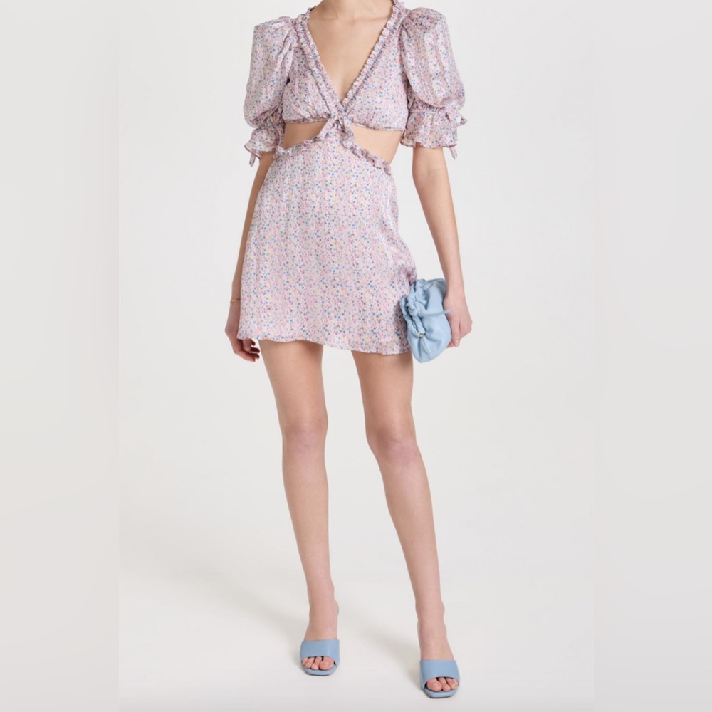 NWT For Love & Lemons Phoebe Mini Dress Floral Cut-Out – Size XS – Retail $225